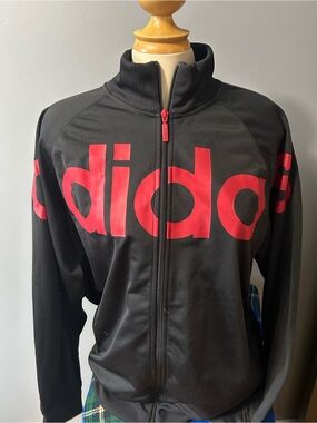 Adidas Black Jacket with Red Logo